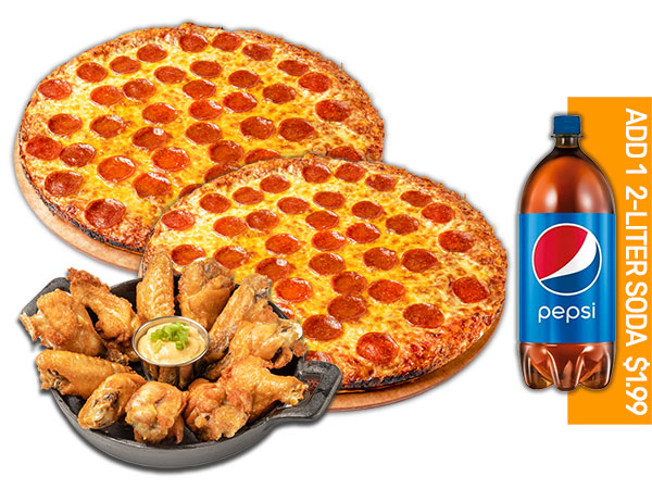 2 XL PIZZAS & 10 WINGS  image
