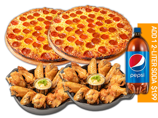 2 XL PIZZAS & 20 WINGS  image